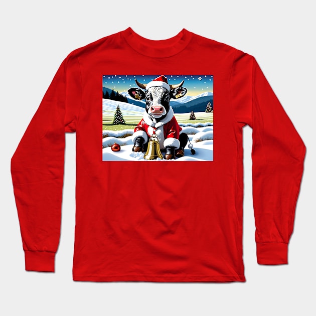 Santa Baby Cow Long Sleeve T-Shirt by rturnbow